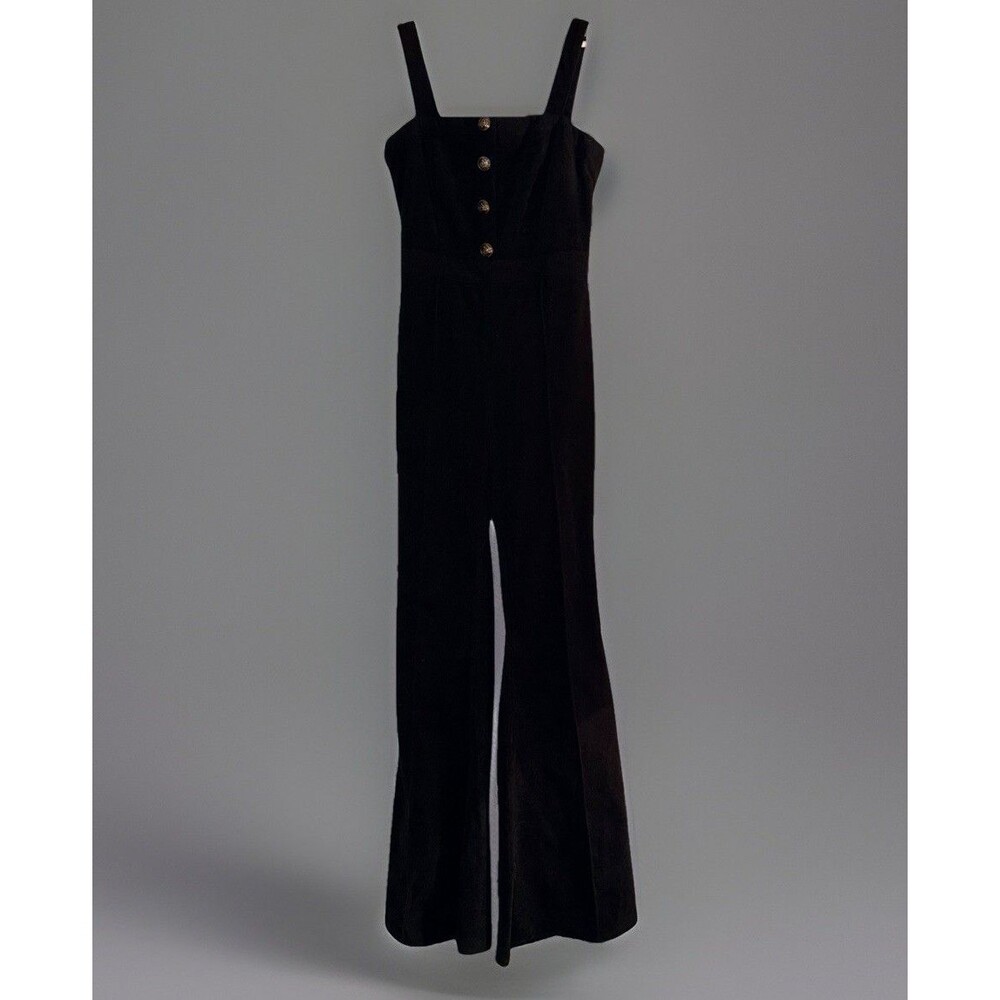 Flying Tomato Black Ribbed Corduroy Jumpsuit Size Small